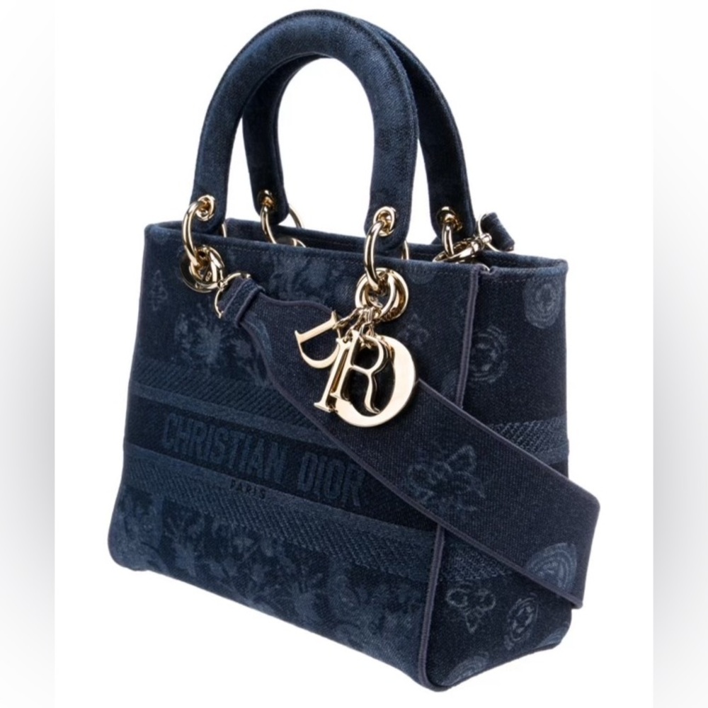 Dior Medium Denim Toile de Jouy Lady D-Lite Satchel